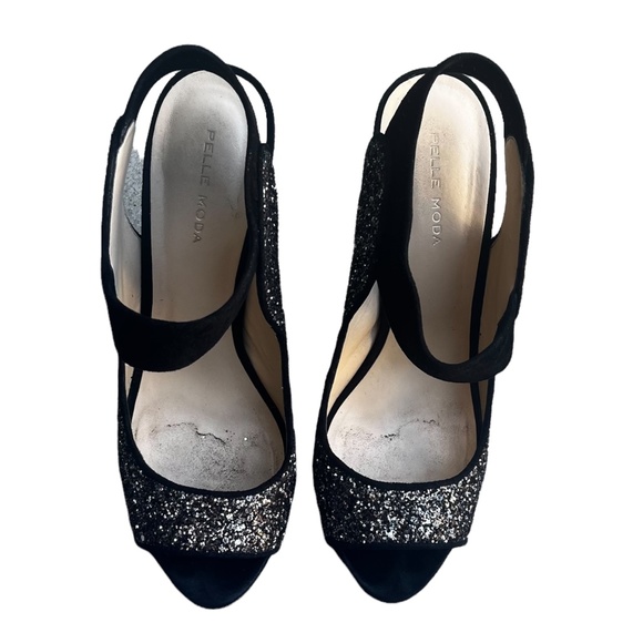 PELLE MODA Black Stardust Glitter Heel - Picture 2 of 7